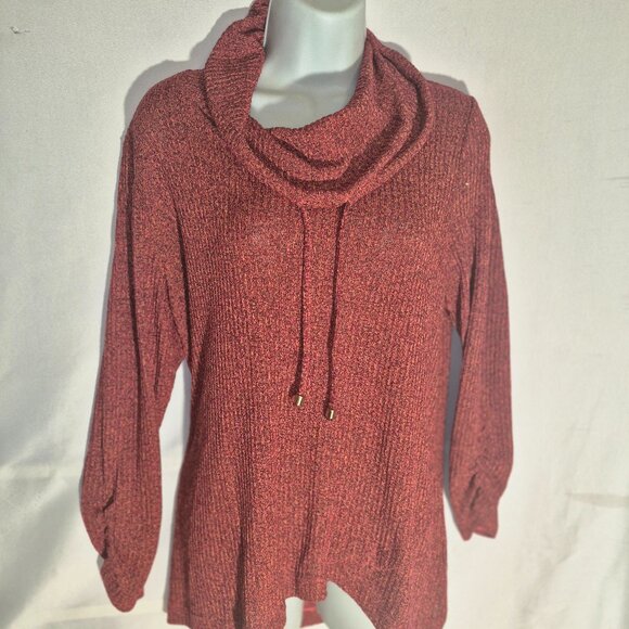 RAFAELLA Cowl Neck sweater top, burnt orange and pink blend, in size Large - Picture 15 of 16